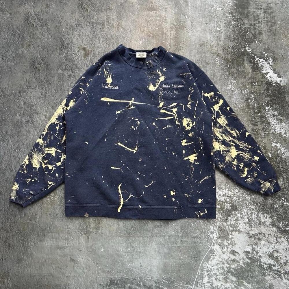 Vintage 90s Paint Stained Thrashed Sweatshirt. Vanessa Size Medium